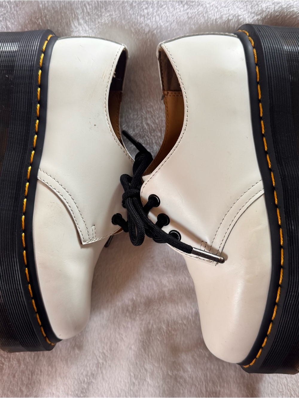 Dr Martens 1461 Quad Platform Oxford in White Leather EUC - Picture 4 of 7